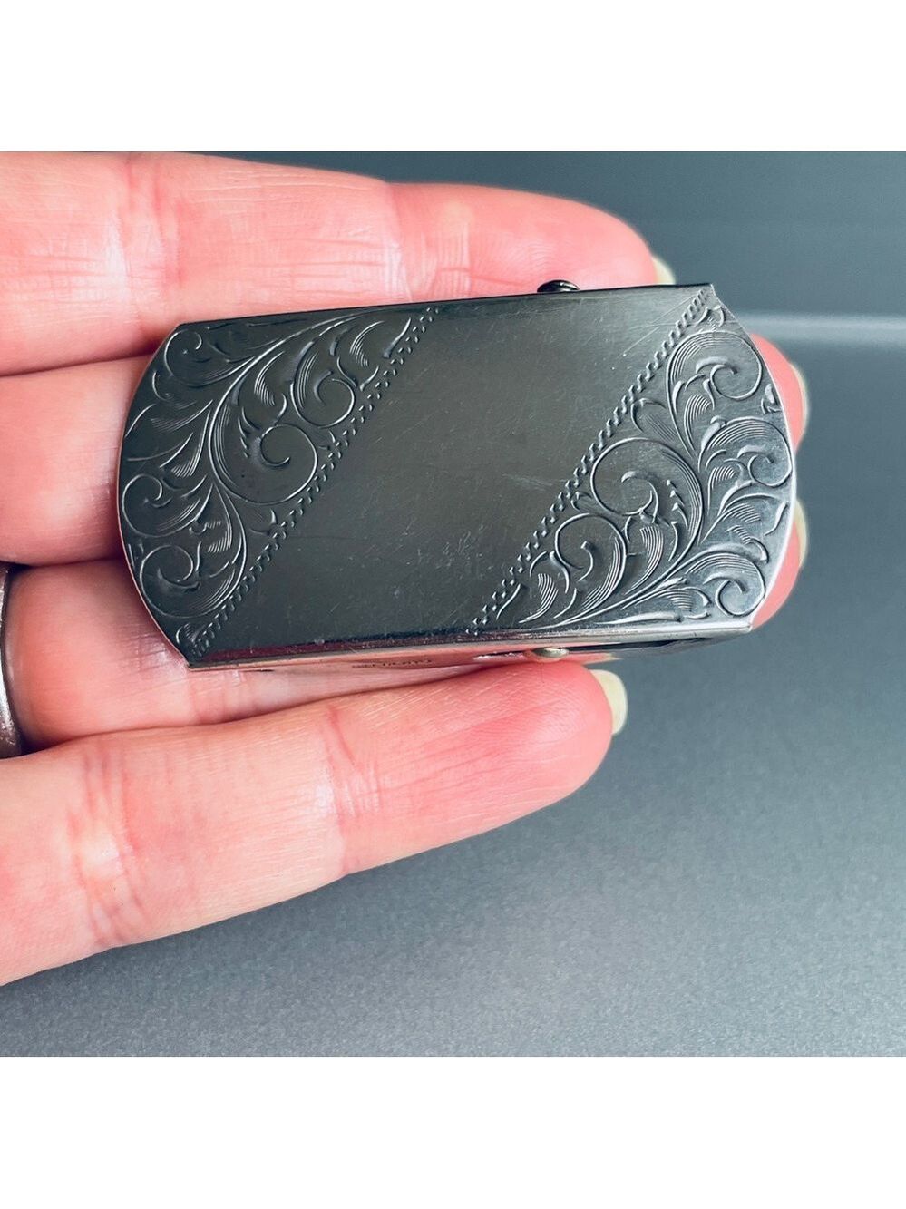 Vintage Sterling Silver Ornate Filigree Belt Buckle NO Monogram - Picture 4 of 5